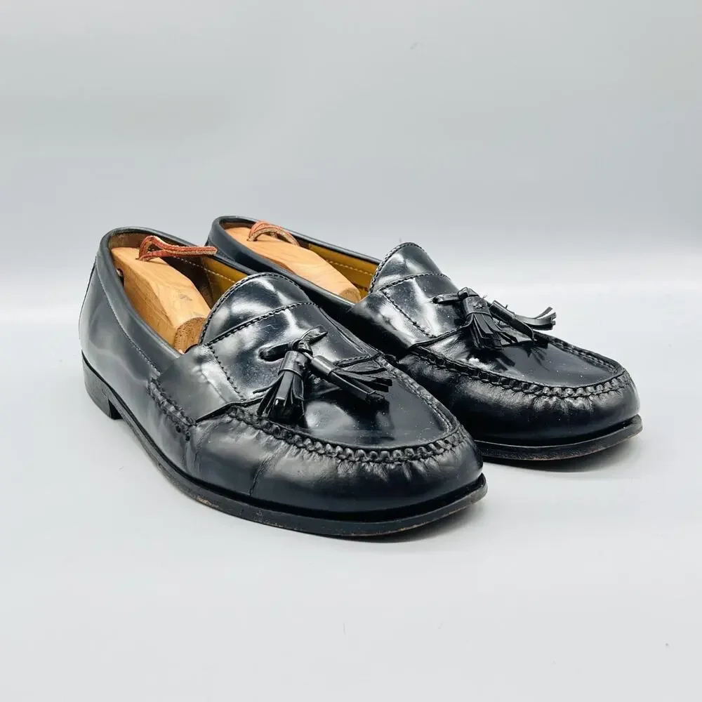 Cole Haan Shoes Mens 11.5 Black Leather Tassel Loafers Slip On Dress Classic
